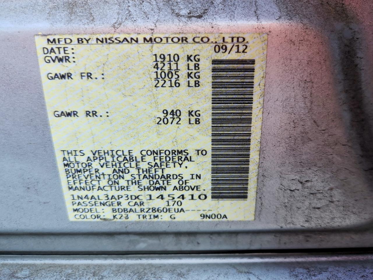 2013 NISSAN ALTIMA 2.5 photo 12