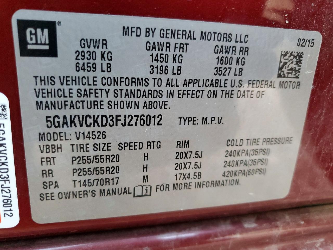 2015 BUICK ENCLAVE photo 13