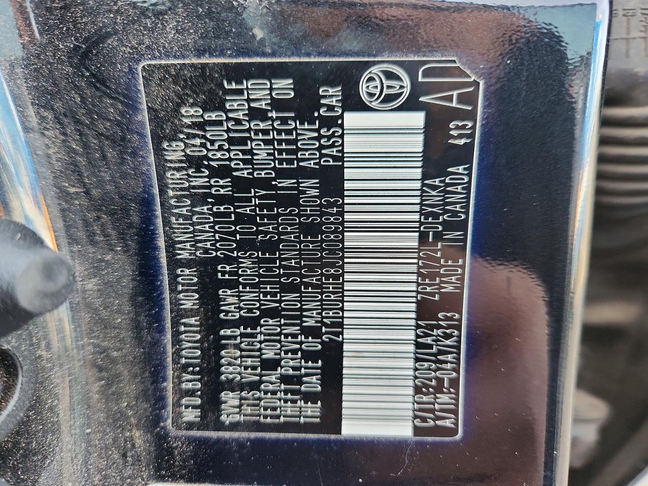 2018 TOYOTA COROLLA L photo 12
