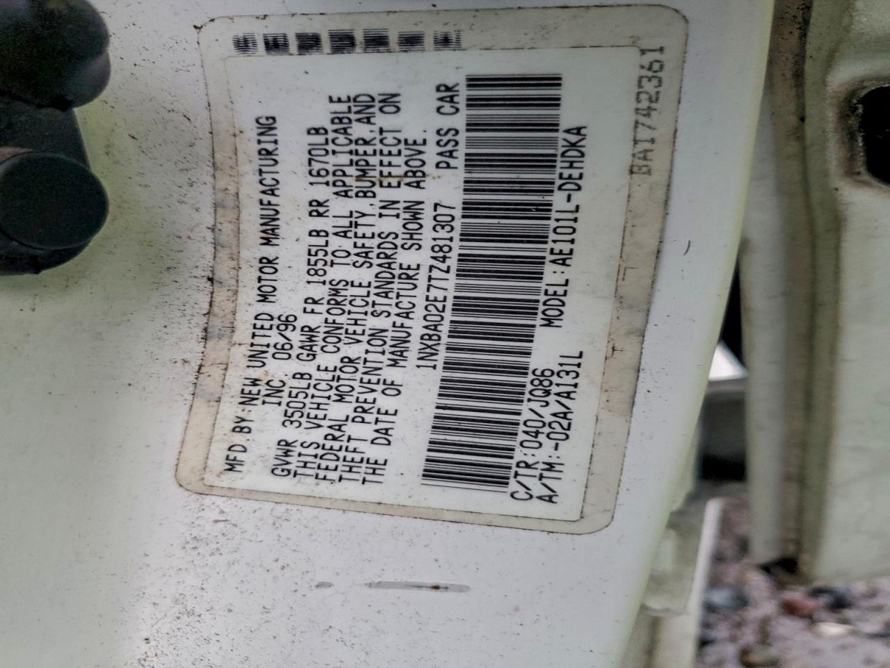 1996 TOYOTA COROLLA photo 13