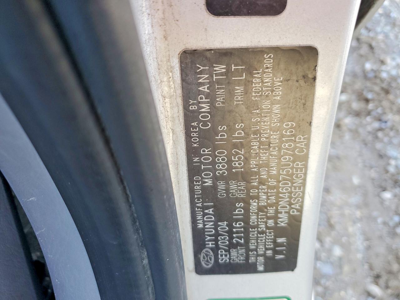 2005 HYUNDAI ELANTRA GLS photo 12