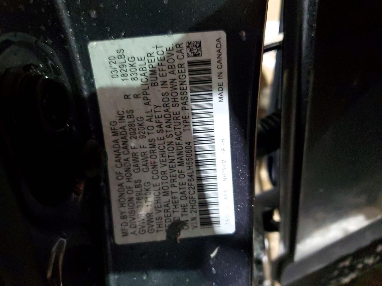2020 HONDA CIVIC LX photo 12