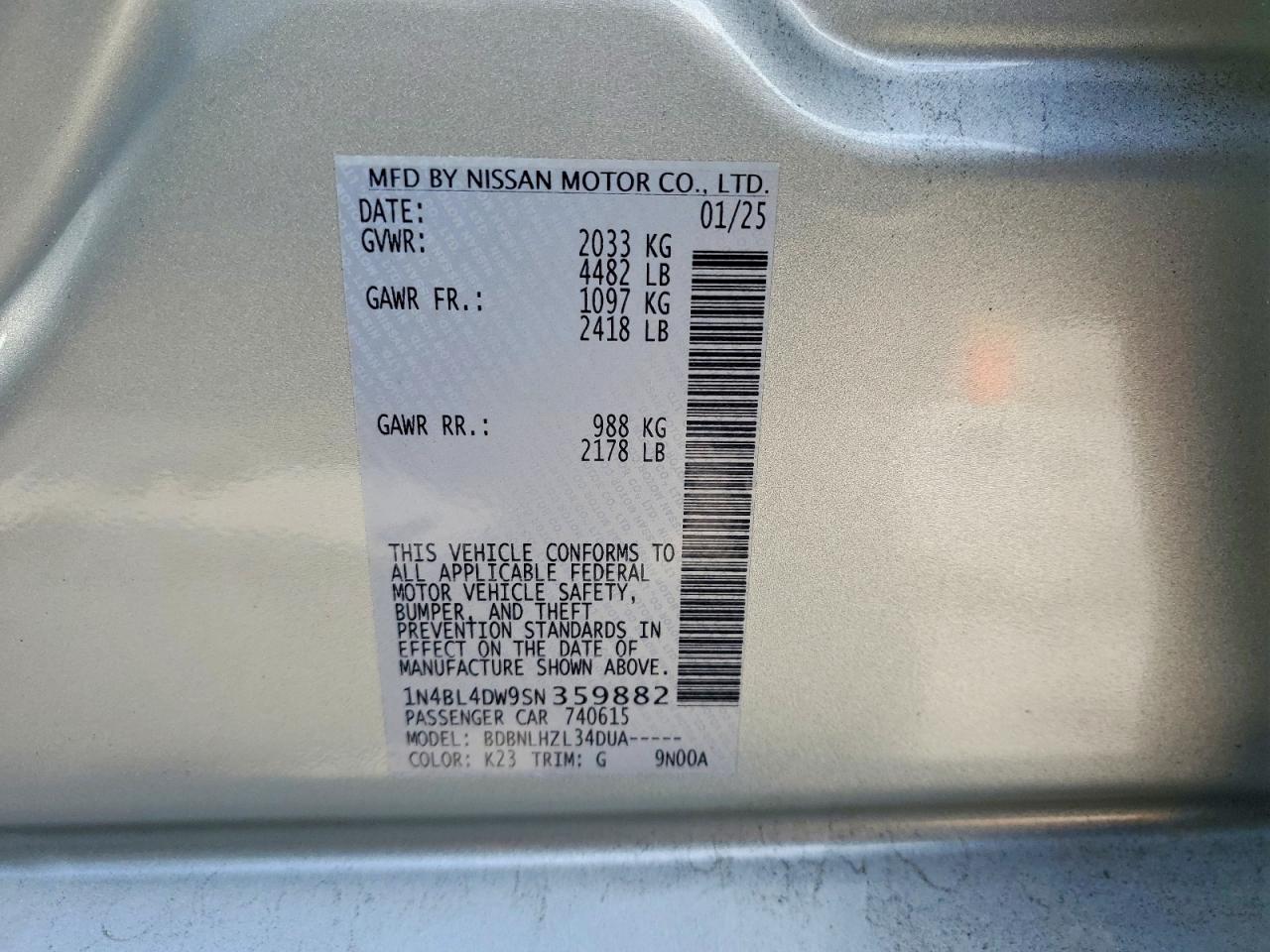 2025 NISSAN ALTIMA SV photo 12