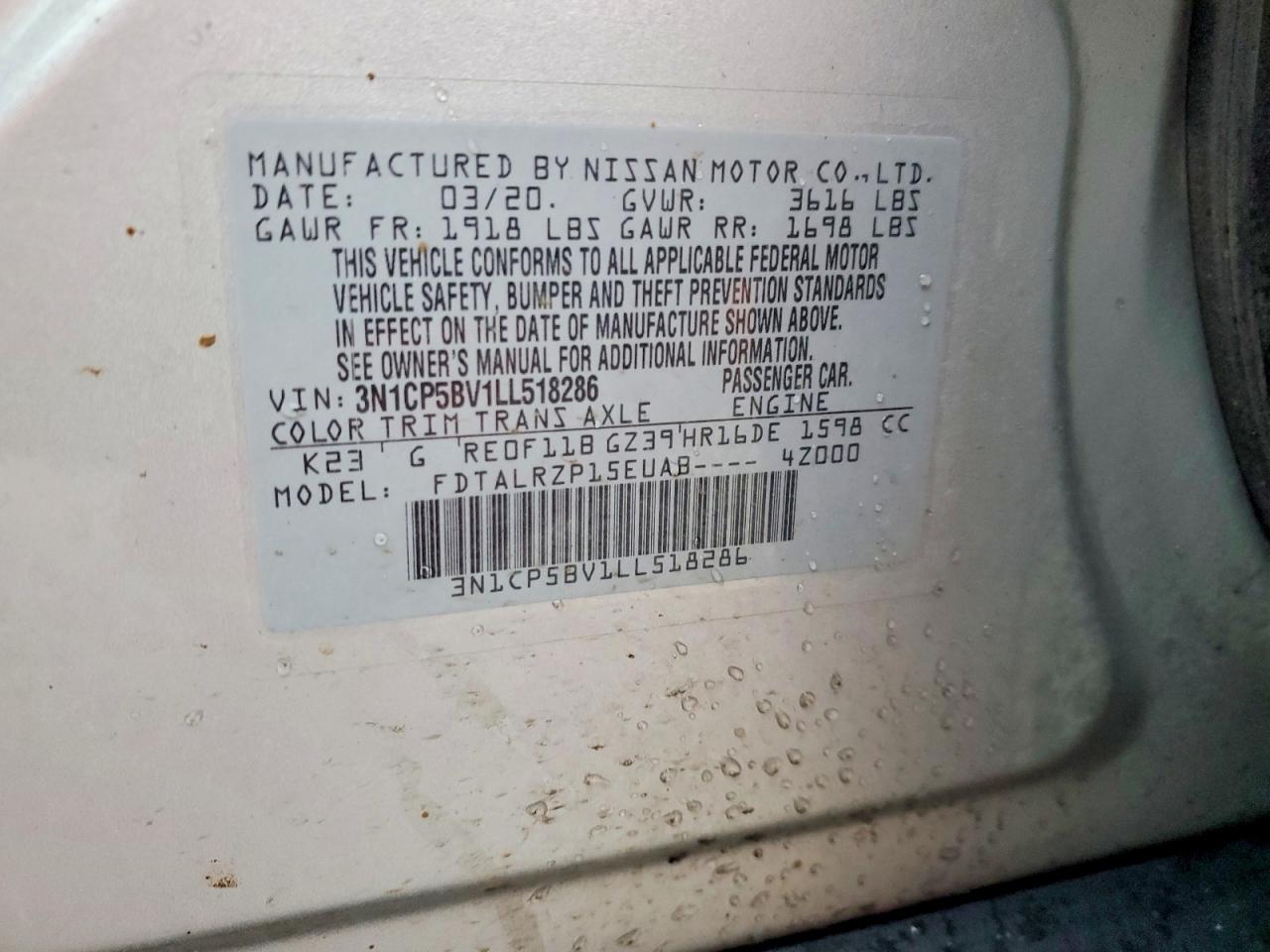 2020 NISSAN KICKS S photo 12