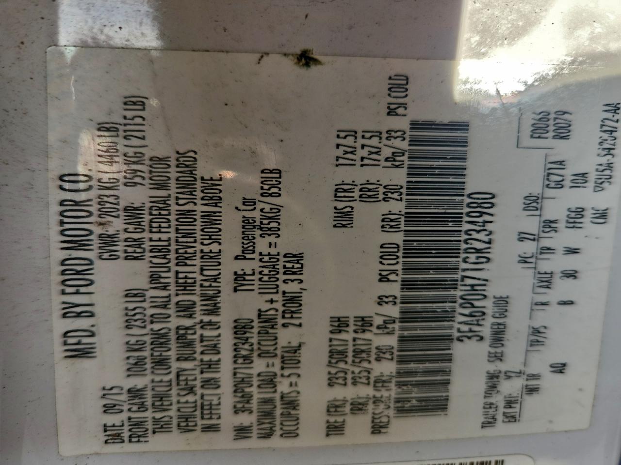 2016 FORD FUSION SE photo 12