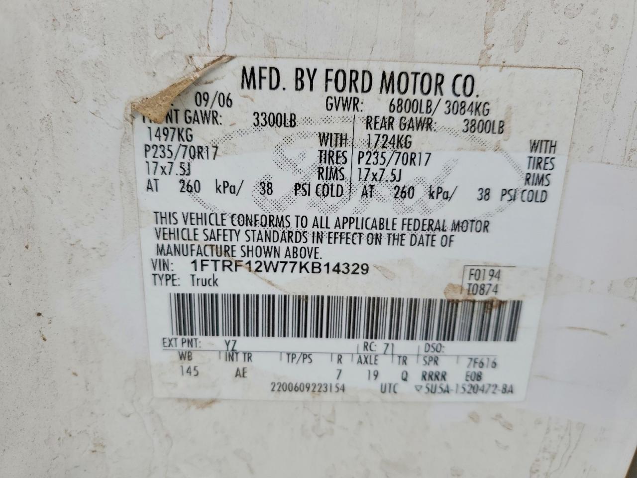 2007 FORD F150 photo 12