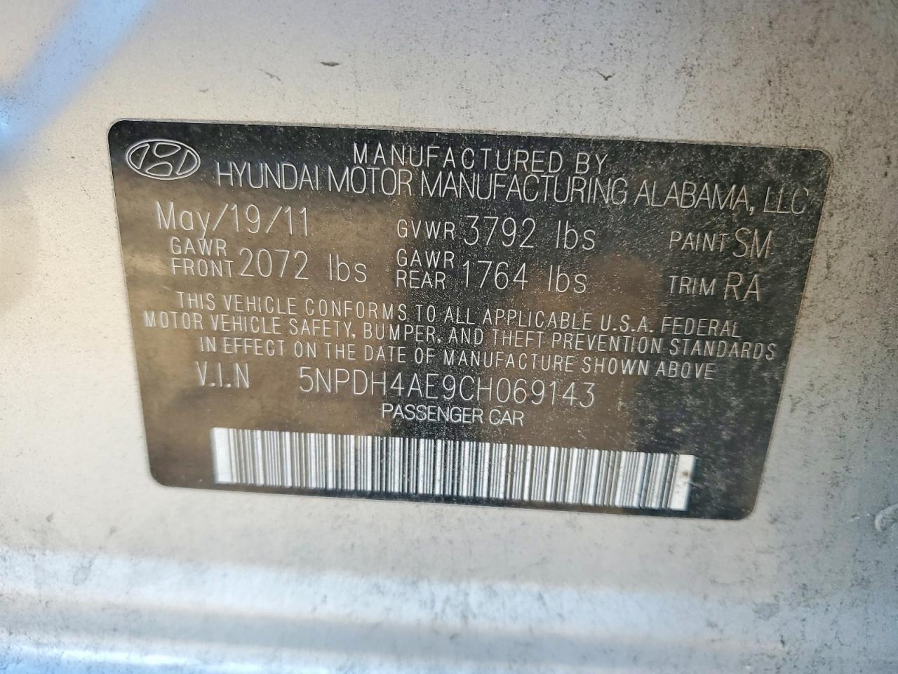 2012 HYUNDAI ELANTRA GLS photo 12