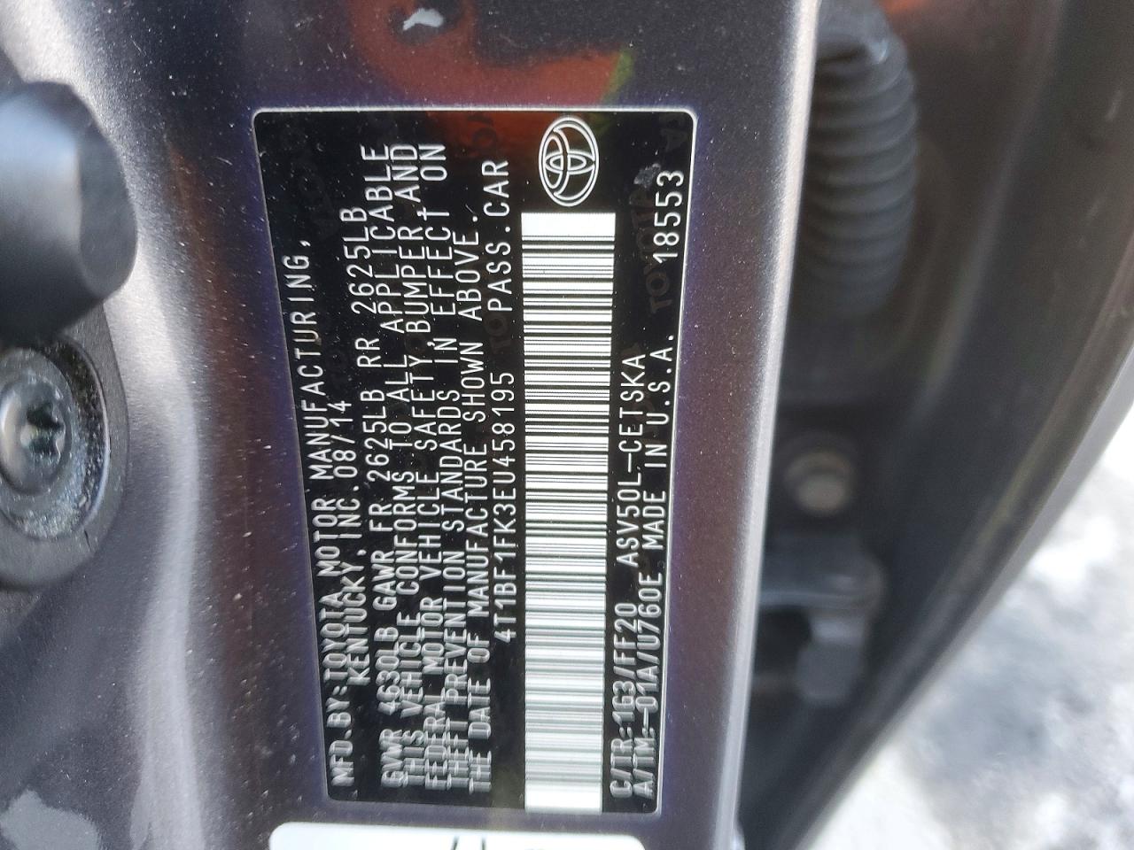 2014 TOYOTA CAMRY L photo 12