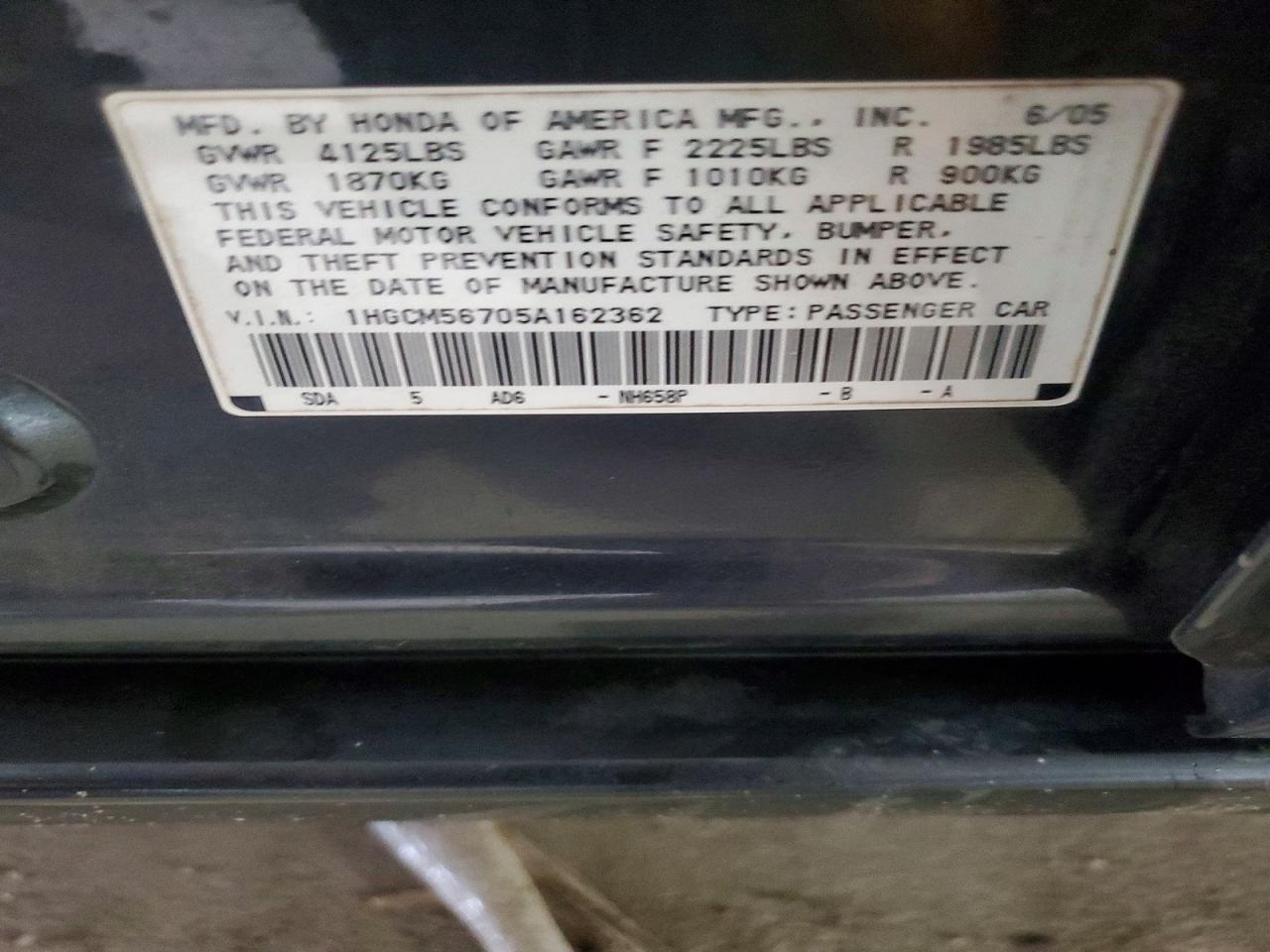 2005 HONDA ACCORD EX photo 12
