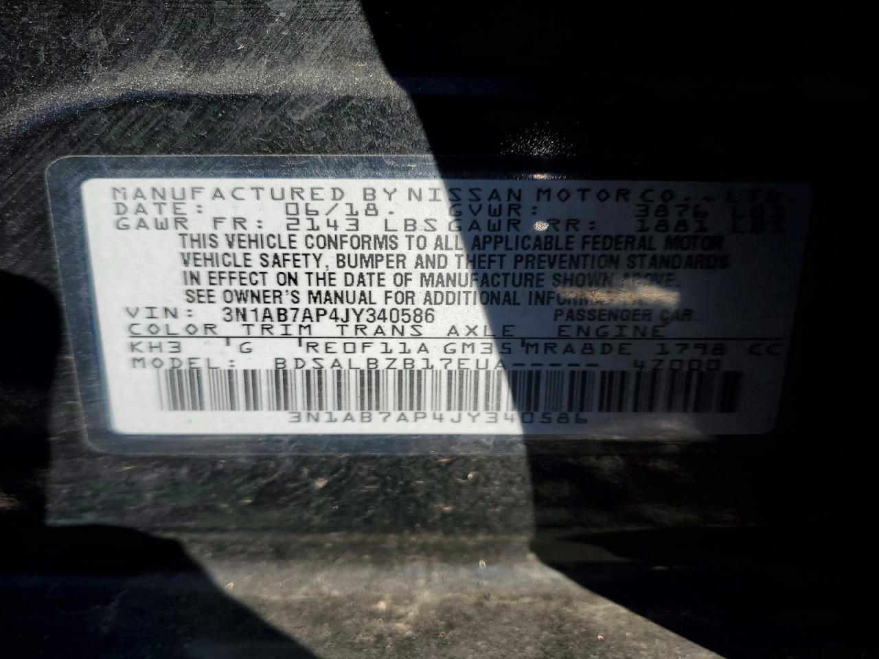 2018 NISSAN SENTRA S photo 12