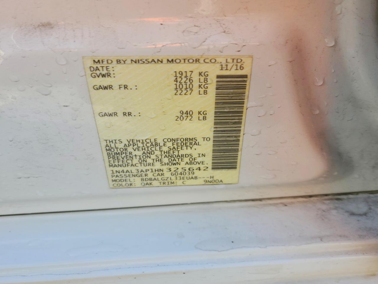 2017 NISSAN ALTIMA 2.5 photo 12