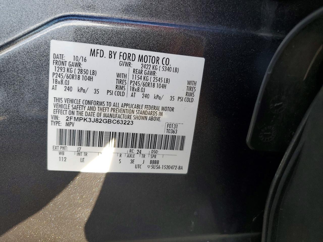 2016 FORD EDGE SEL photo 13