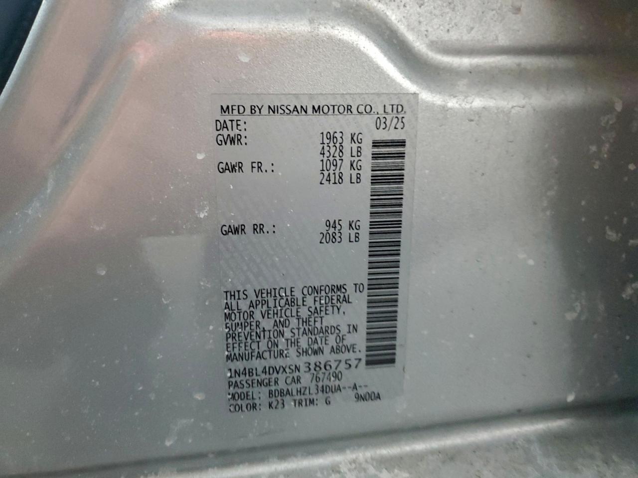 2025 NISSAN ALTIMA SV photo 12