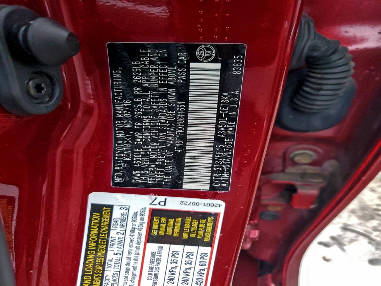 2017 TOYOTA CAMRY LE photo 12