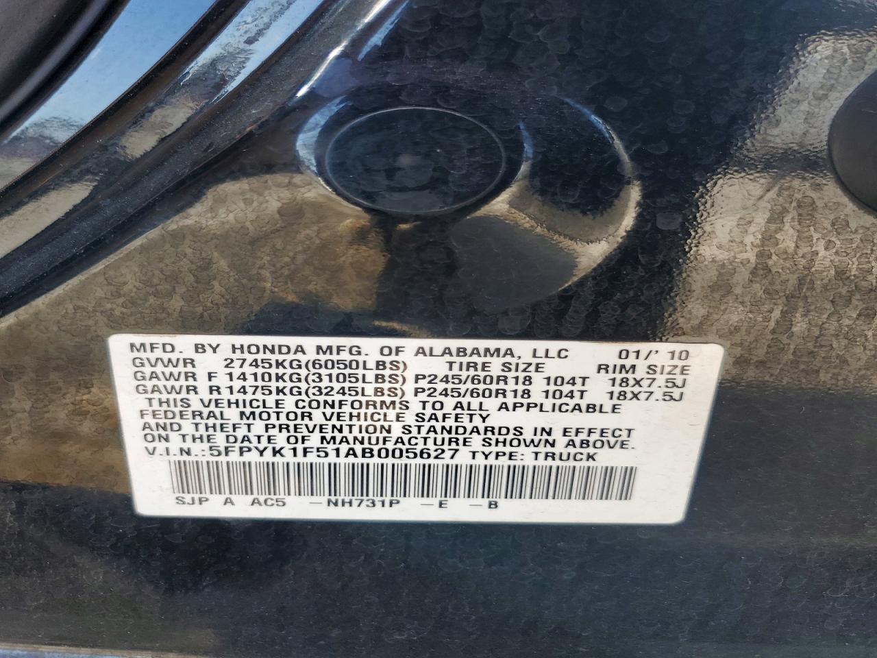 2010 HONDA RIDGELINE RTL photo 12