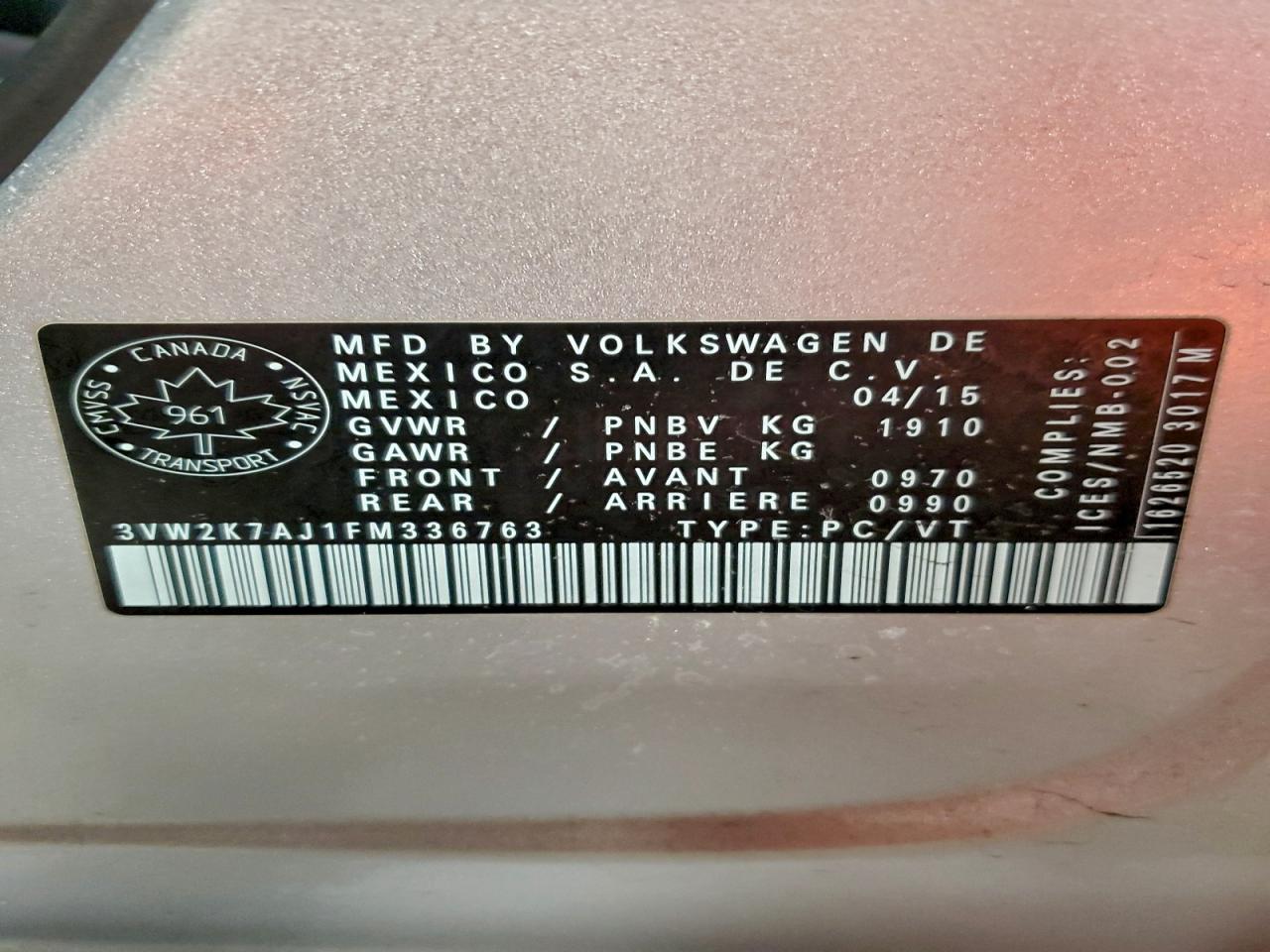 2015 VOLKSWAGEN JETTA BASE photo 12