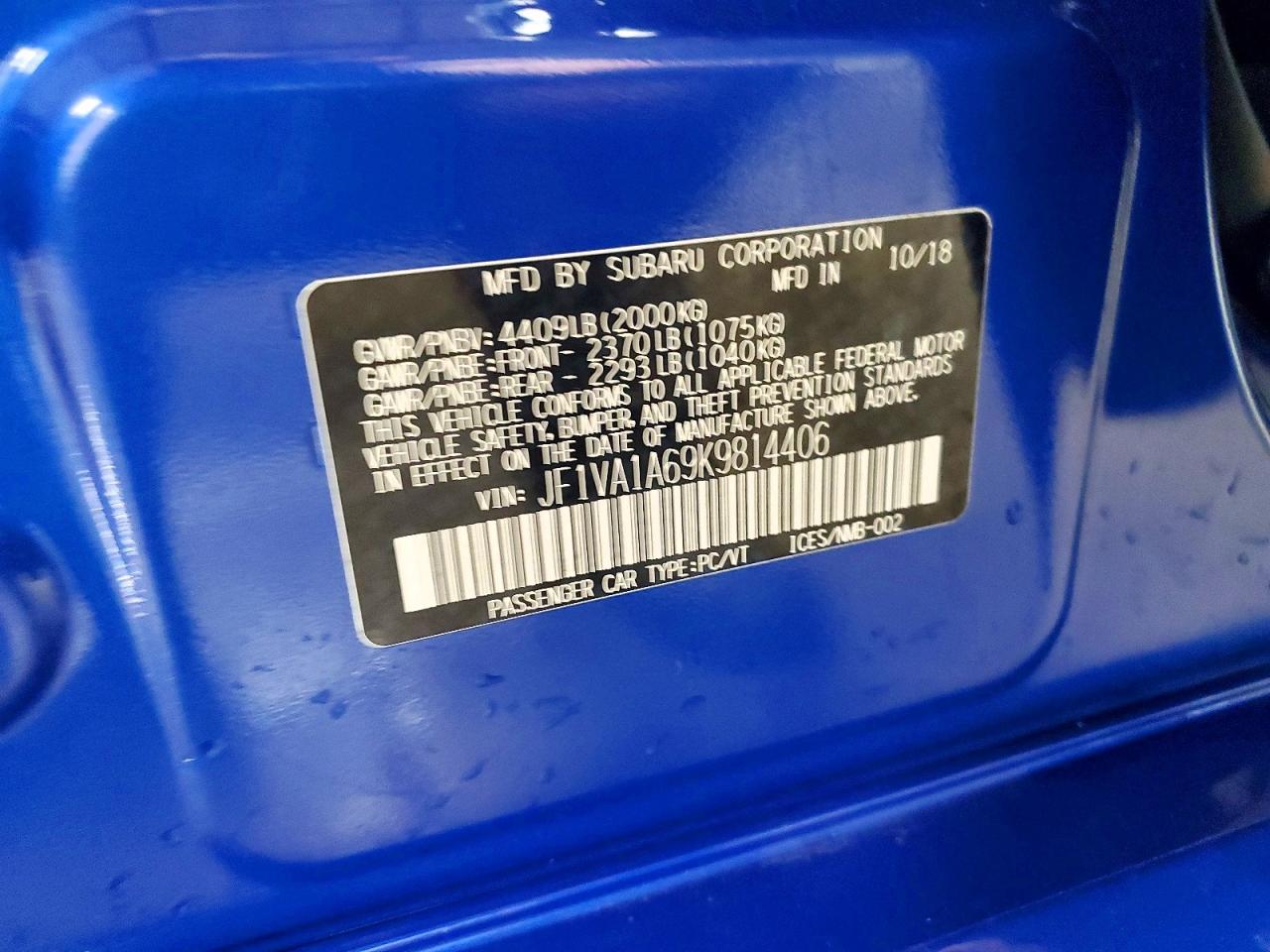 2019 SUBARU WRX photo 12