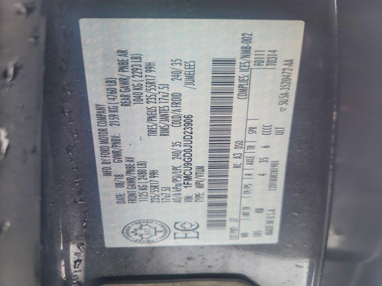 2018 FORD ESCAPE SE photo 13