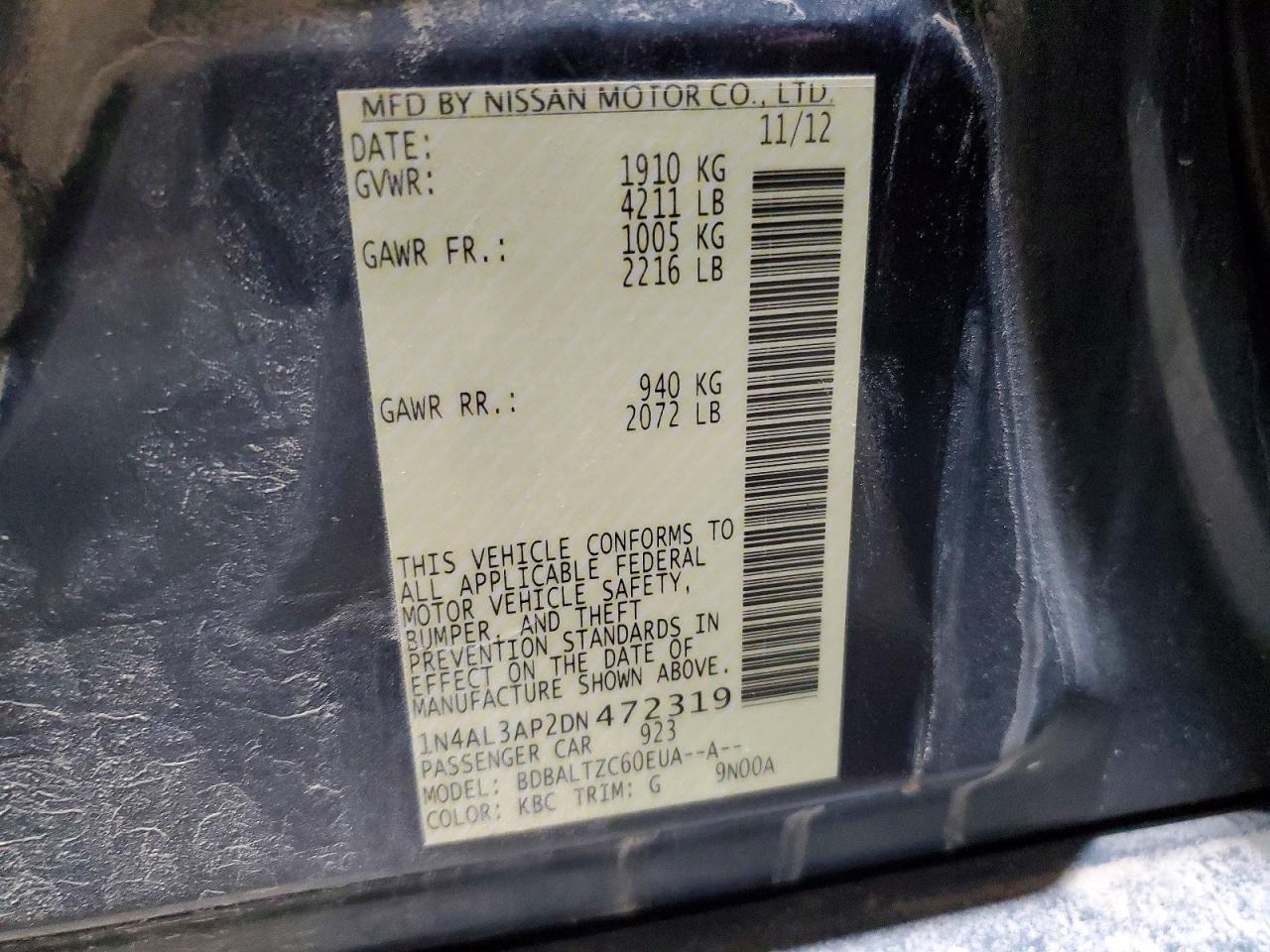2013 NISSAN ALTIMA 2.5 photo 13