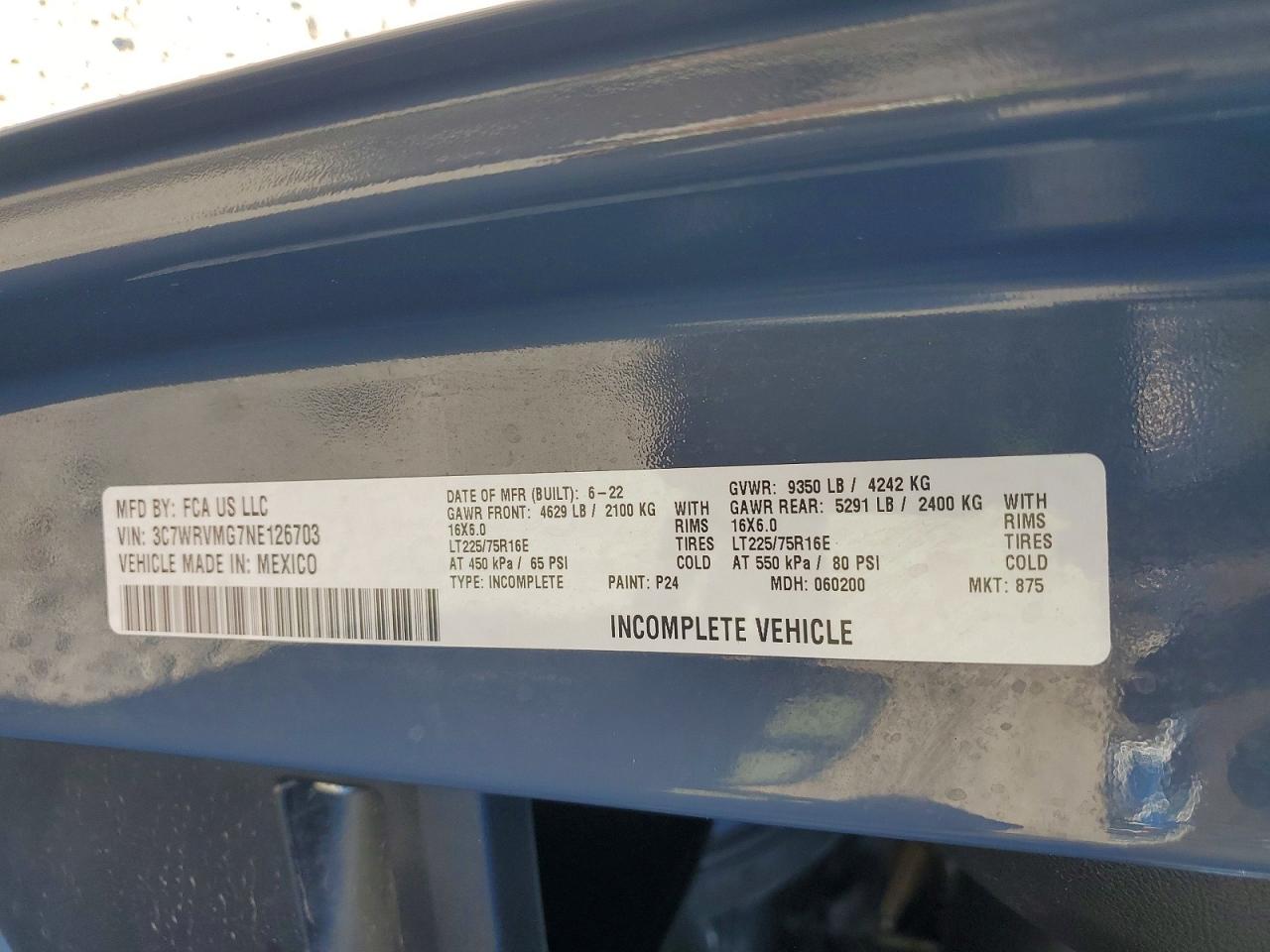 2022 RAM PROMASTER 3500 DELIVERY TRUCK photo 12