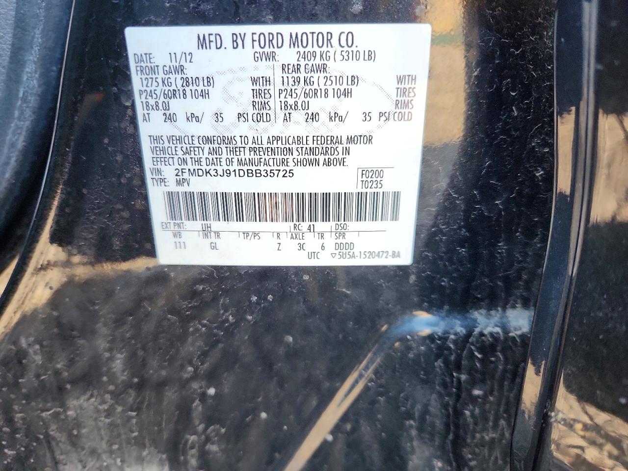 2013 FORD EDGE SEL photo 12