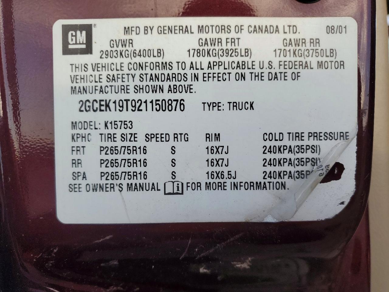 2002 CHEVROLET SILVERADO K1500 photo 13