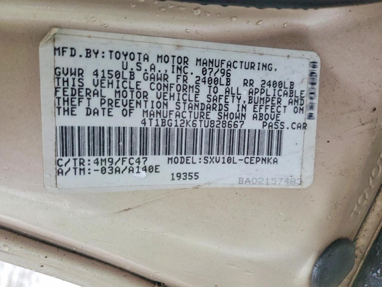 1996 TOYOTA CAMRY DX photo 12