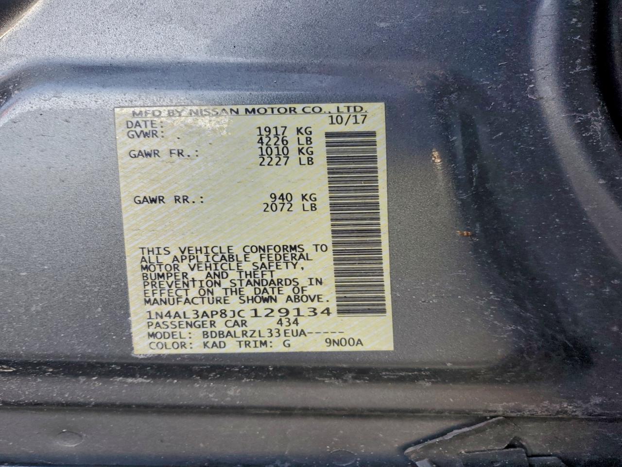 2018 NISSAN ALTIMA 2.5 photo 12