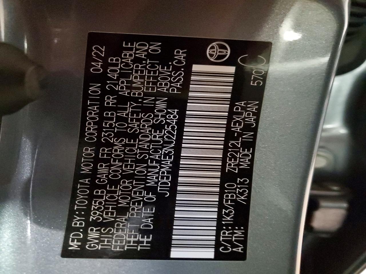 2022 TOYOTA COROLLA LE photo 12
