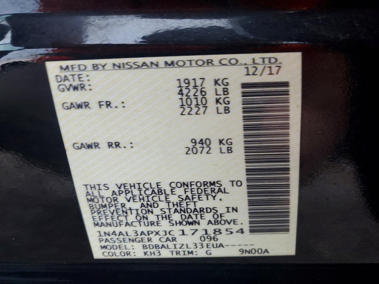 2018 NISSAN ALTIMA 2.5 photo 12