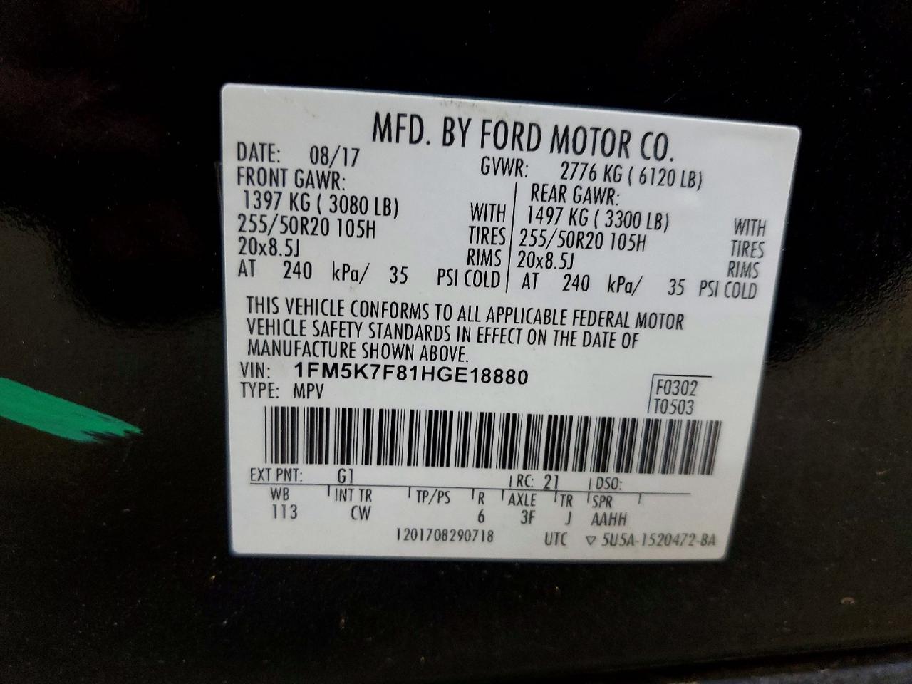 2017 FORD EXPLORER LIMITED photo 13