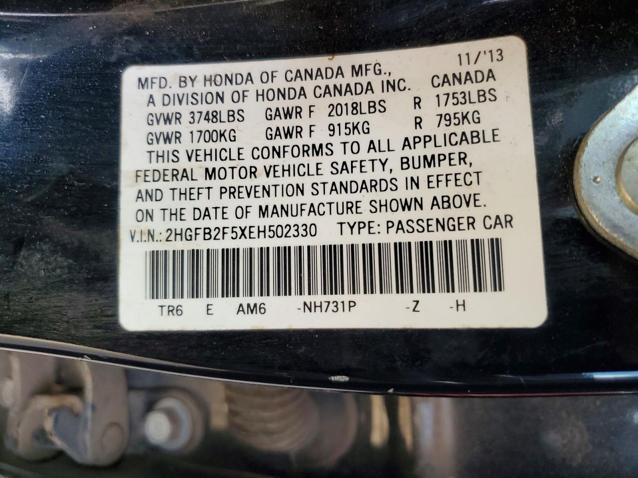 2014 HONDA CIVIC LX photo 12
