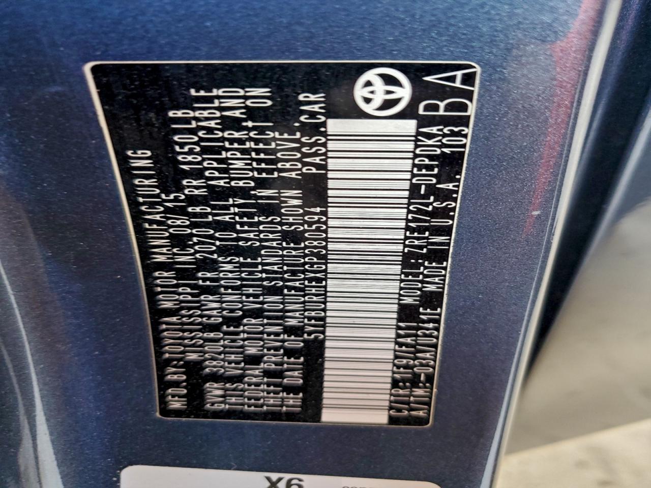 2016 TOYOTA COROLLA L photo 13