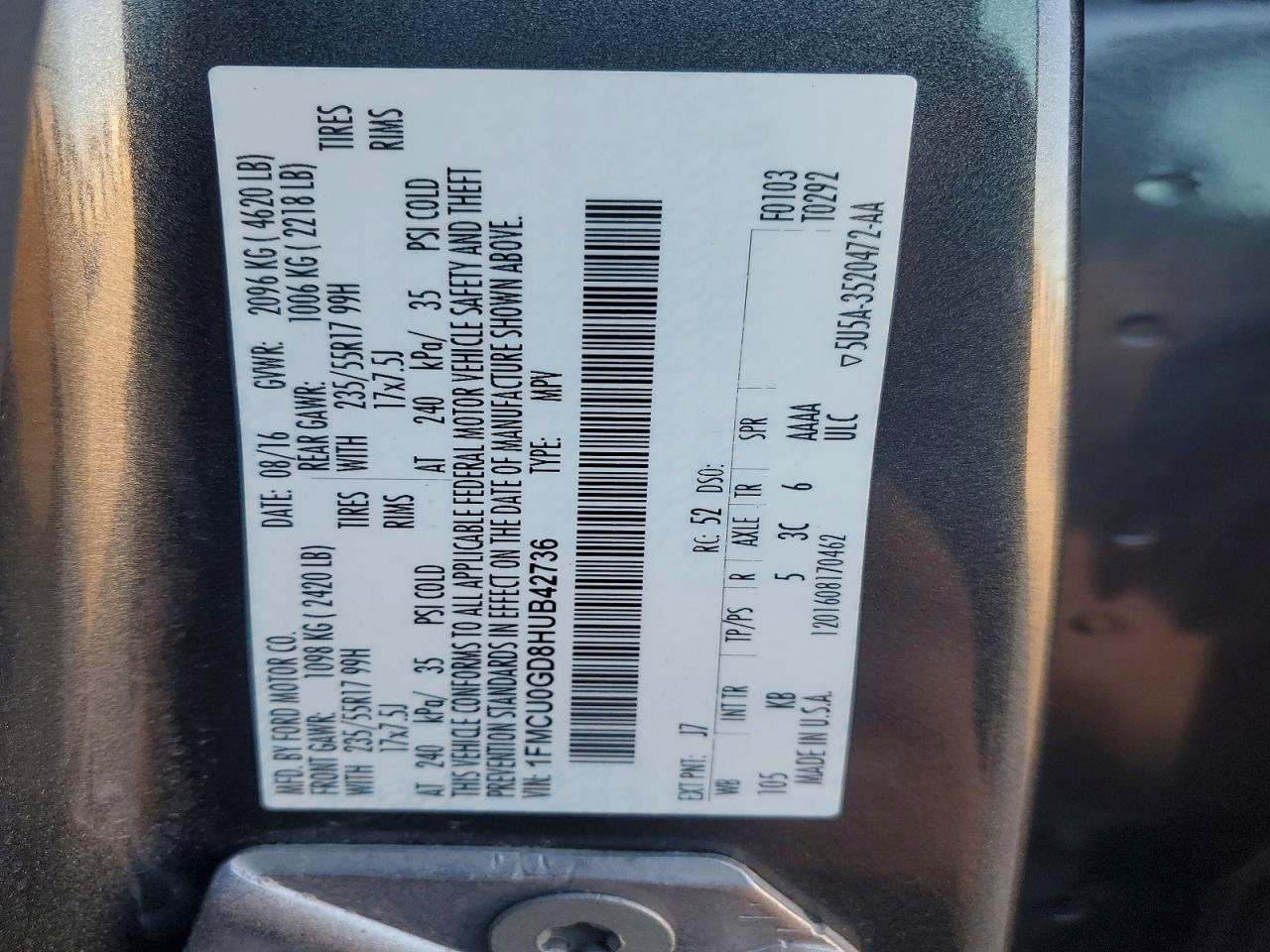 2017 FORD ESCAPE SE photo 13