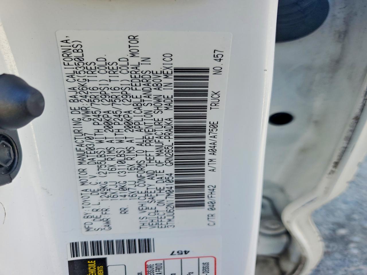 2007 TOYOTA TACOMA DOUBLE CAB PRERUNNER photo 13