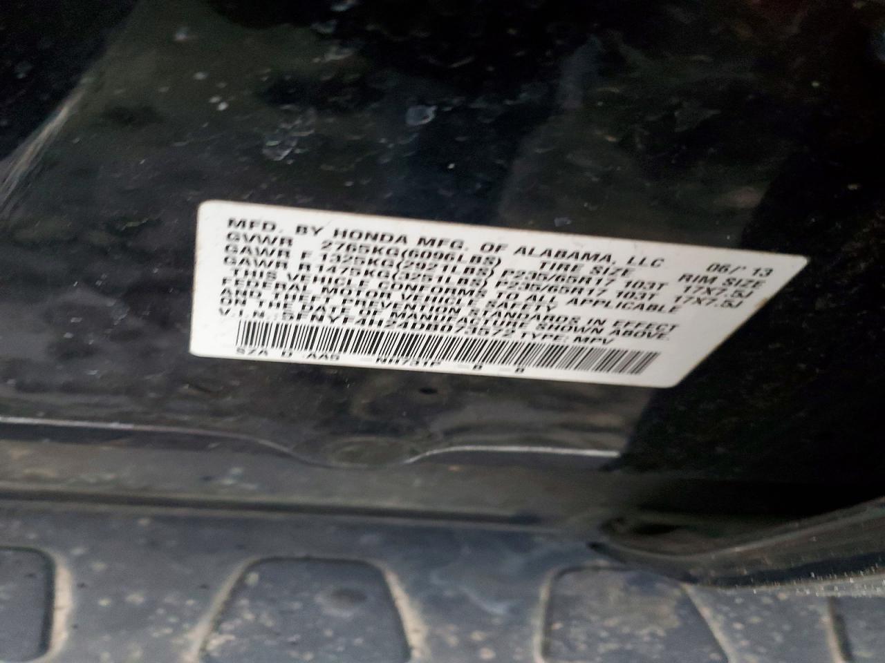 2013 HONDA PILOT LX photo 13