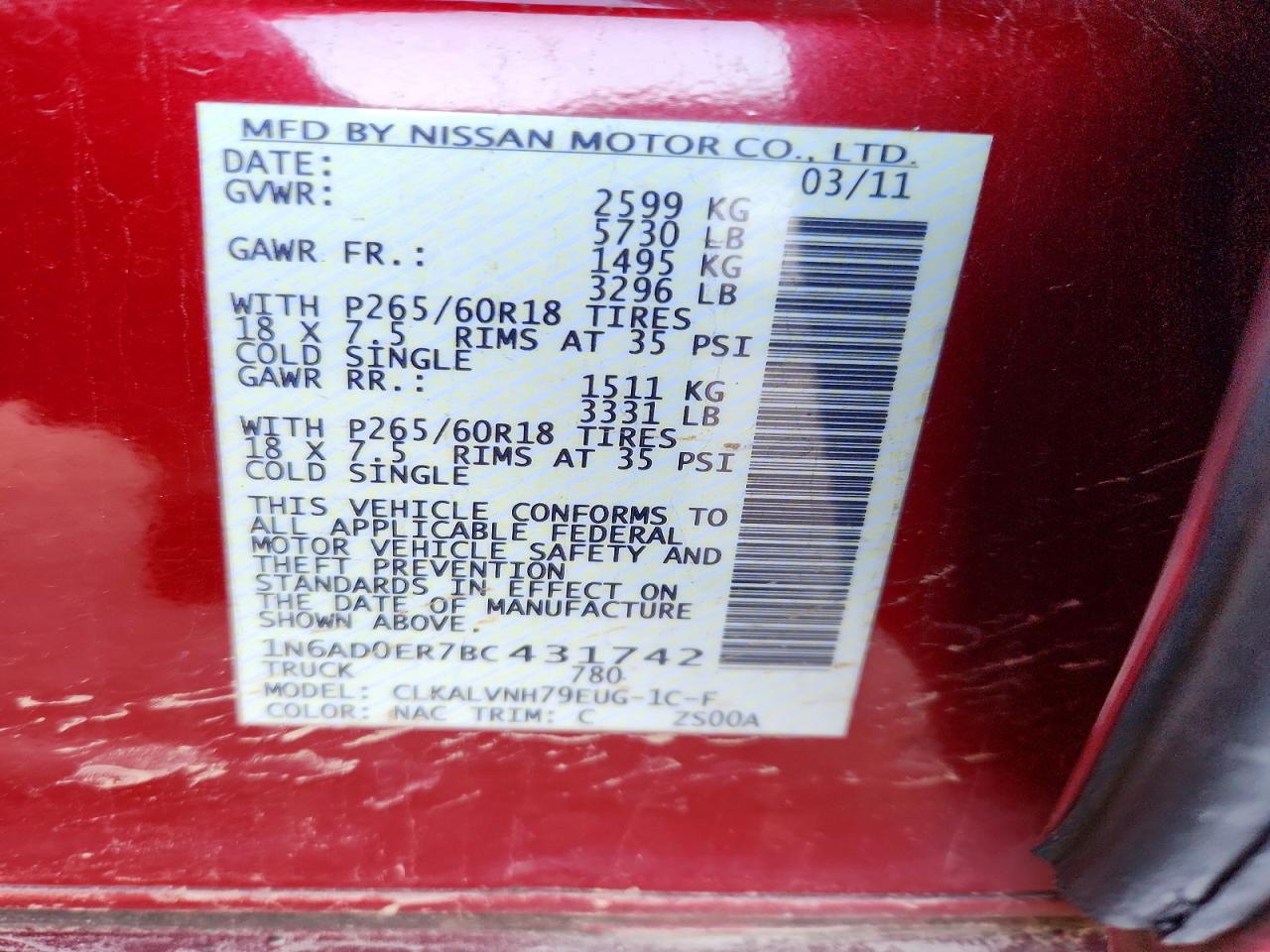 2011 NISSAN FRONTIER S photo 13