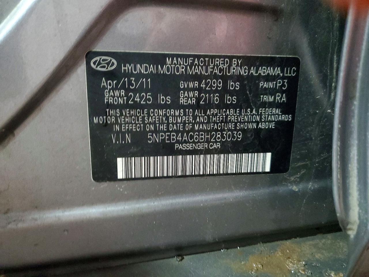 2011 HYUNDAI SONATA GLS photo 34