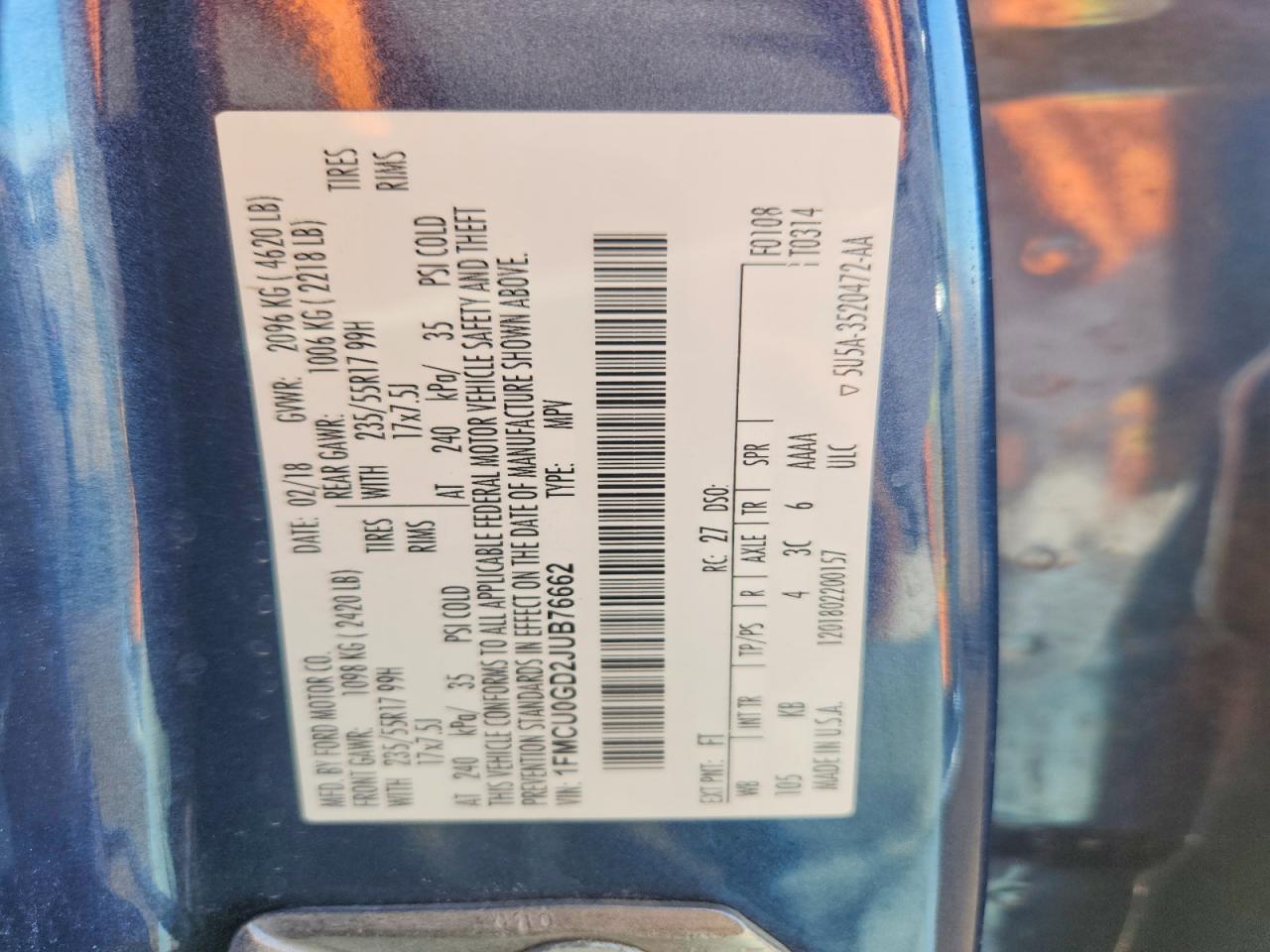 2018 FORD ESCAPE SE photo 12