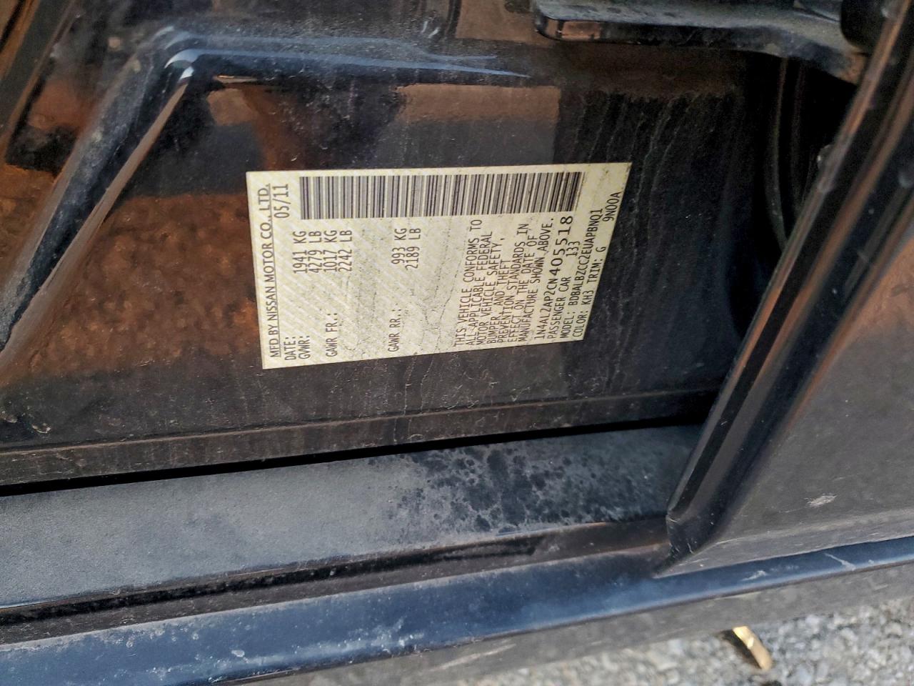 2012 NISSAN ALTIMA BASE photo 12