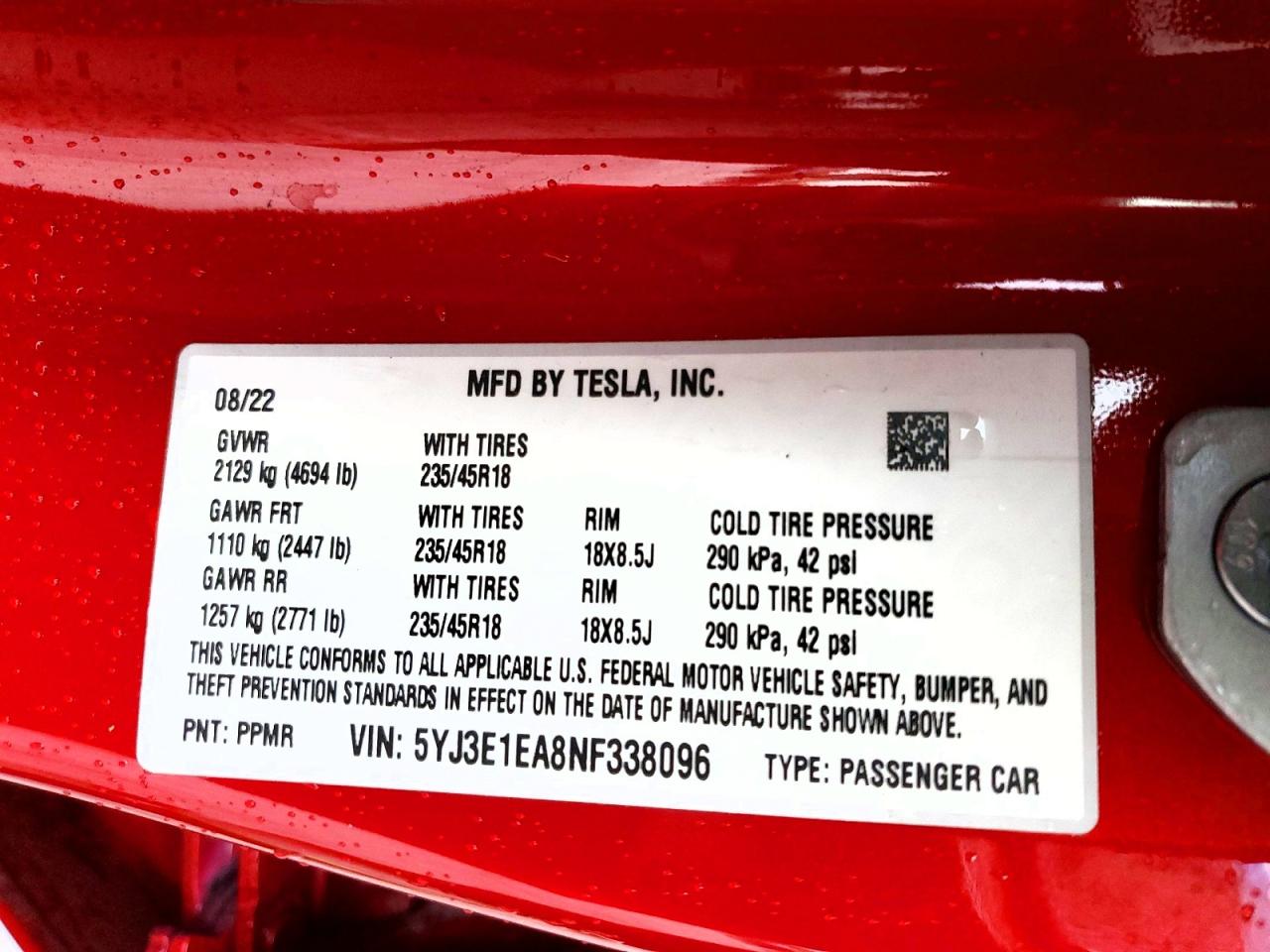 2022 TESLA MODEL 3 photo 12