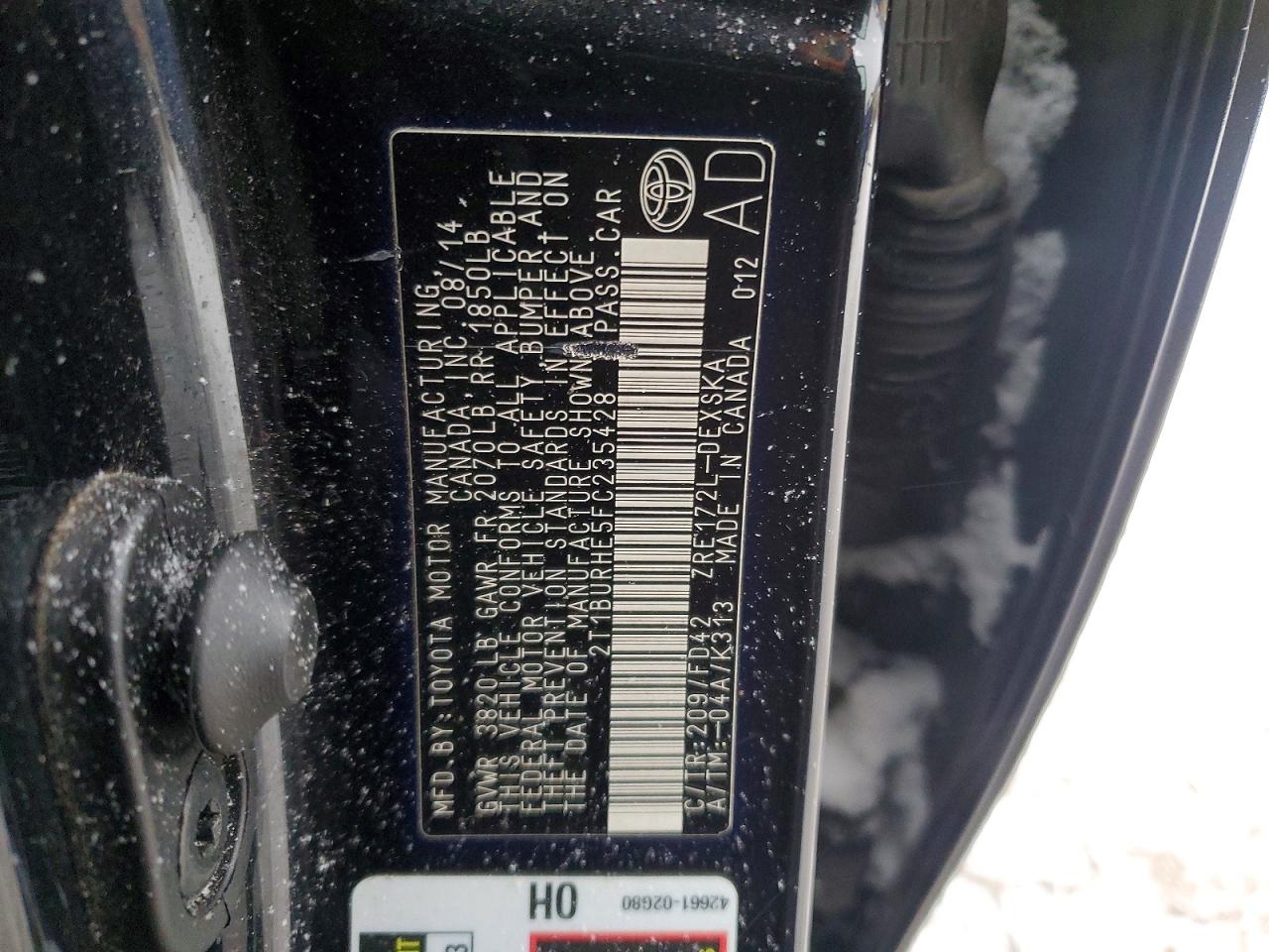 2015 TOYOTA COROLLA L photo 12