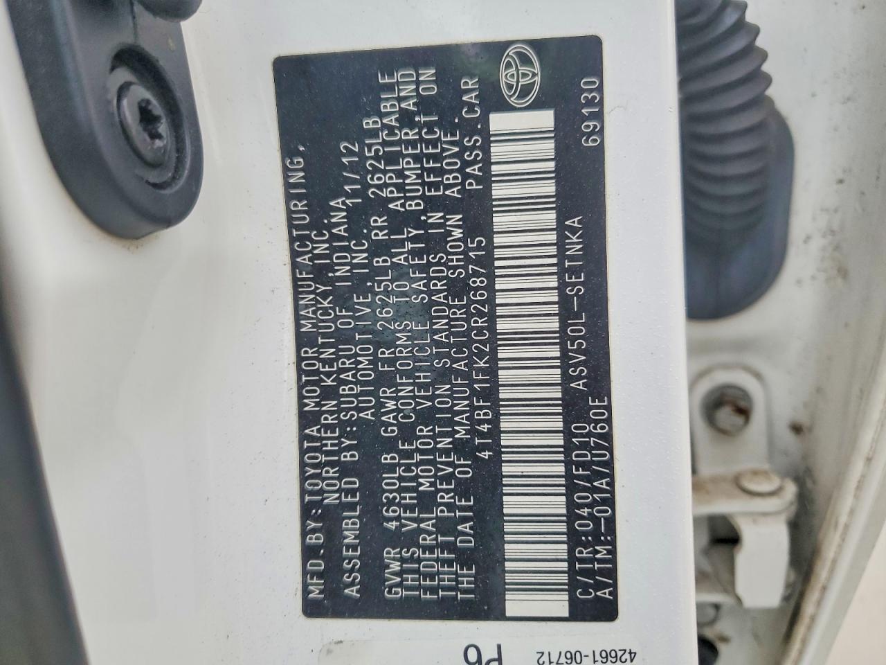 2012 TOYOTA CAMRY BASE photo 23