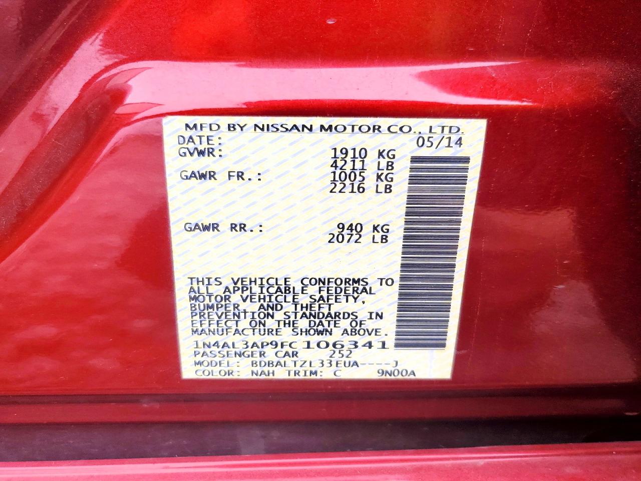 2015 NISSAN ALTIMA 2.5 photo 12