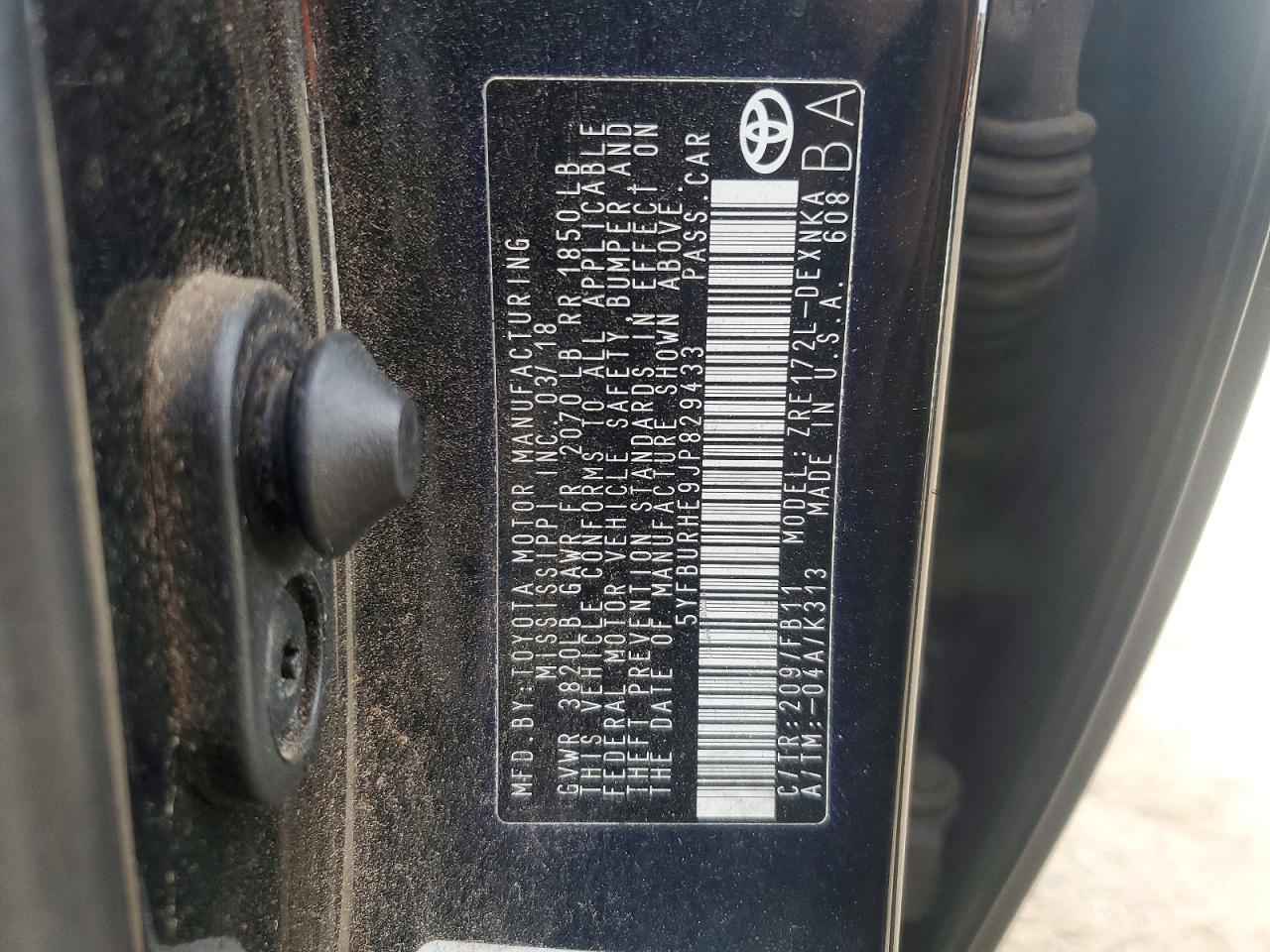 2018 TOYOTA COROLLA L photo 13