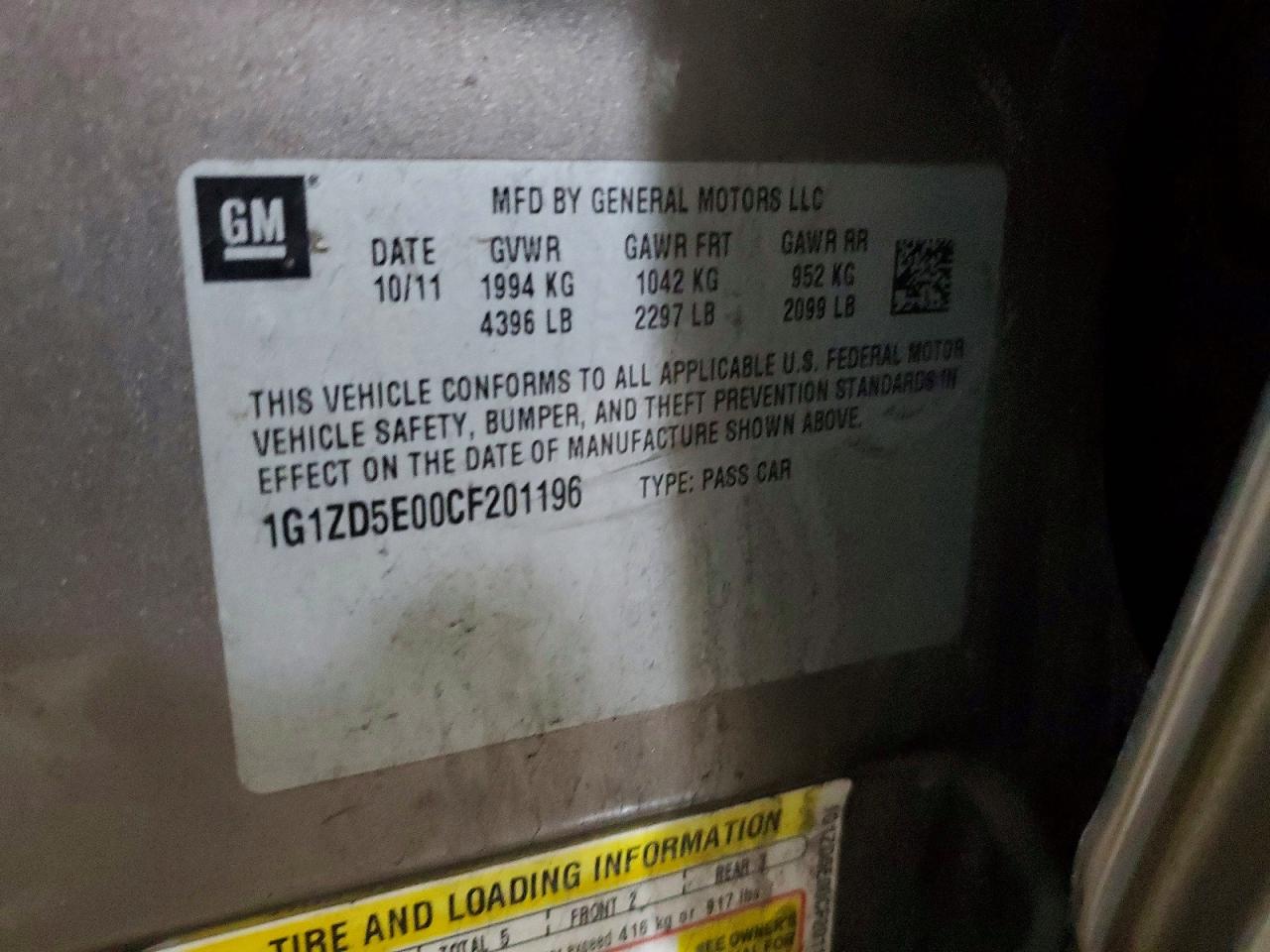 2012 CHEVROLET MALIBU 2LT photo 12