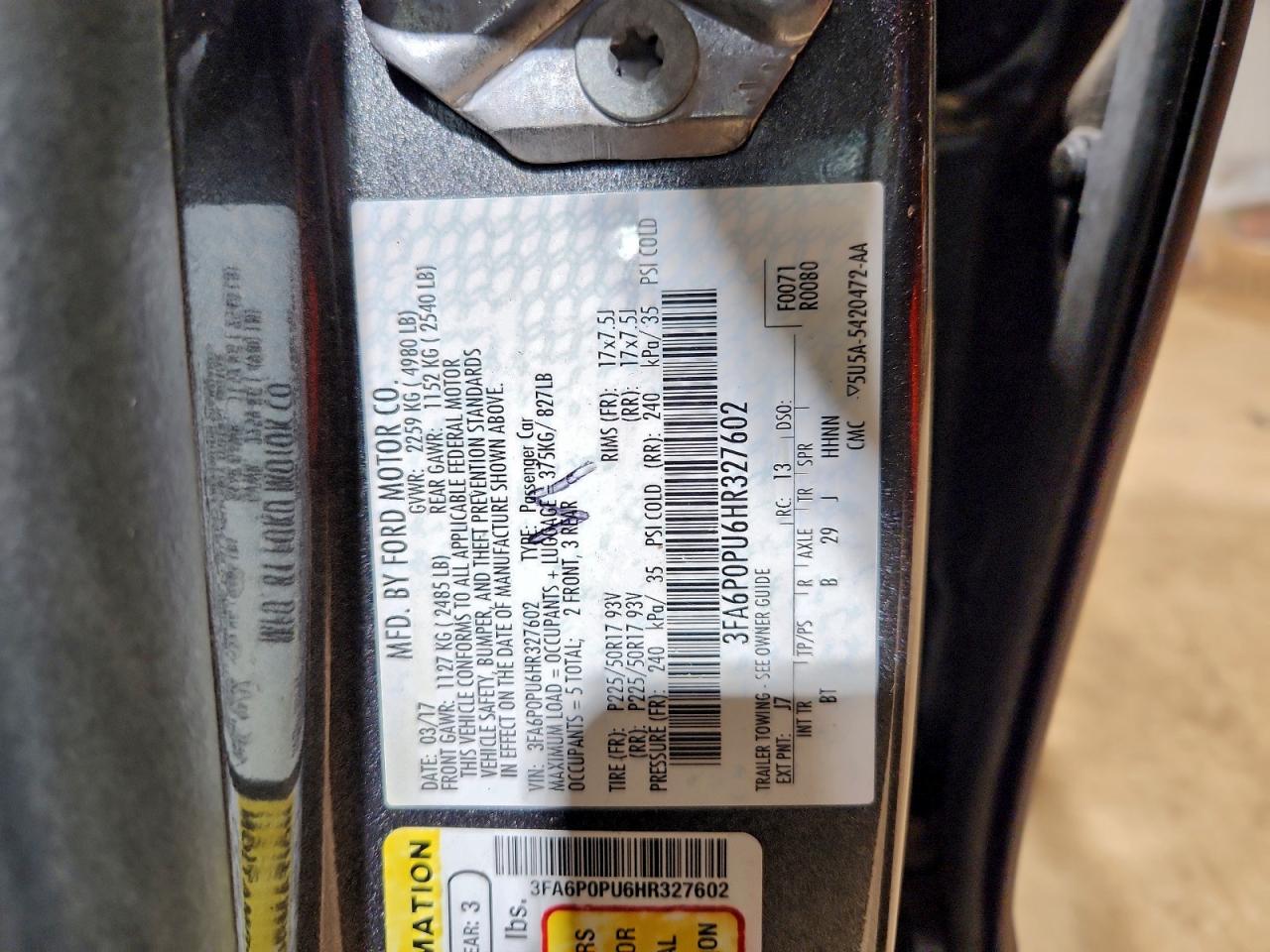 2017 FORD FUSION SE PHEV photo 12