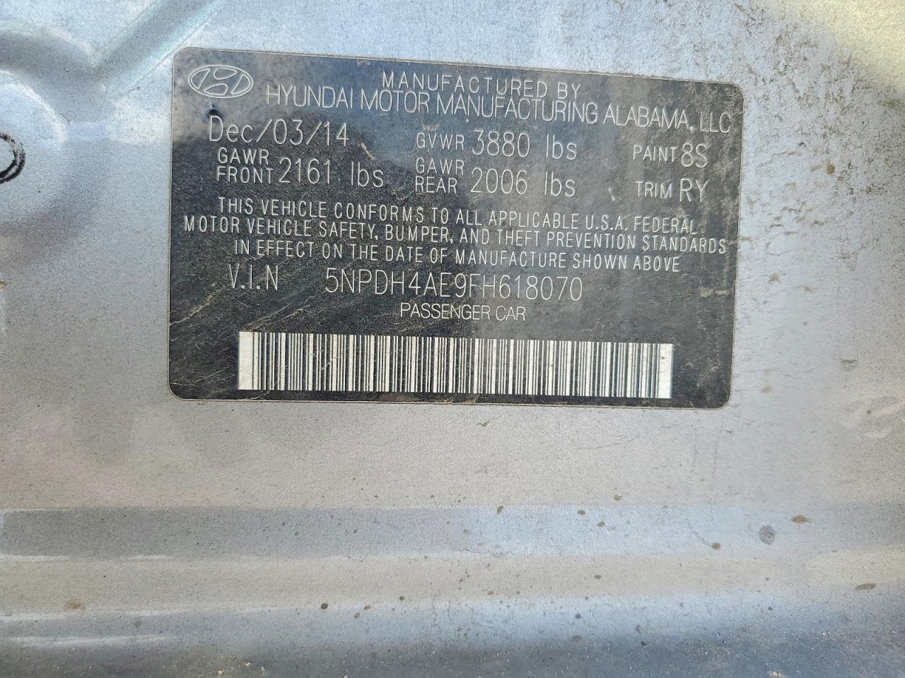 2015 HYUNDAI ELANTRA SE photo 12