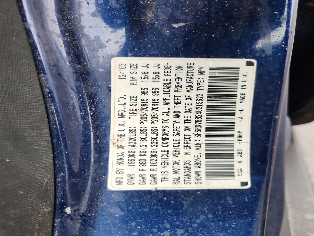 2004 HONDA CR-V EX photo 13