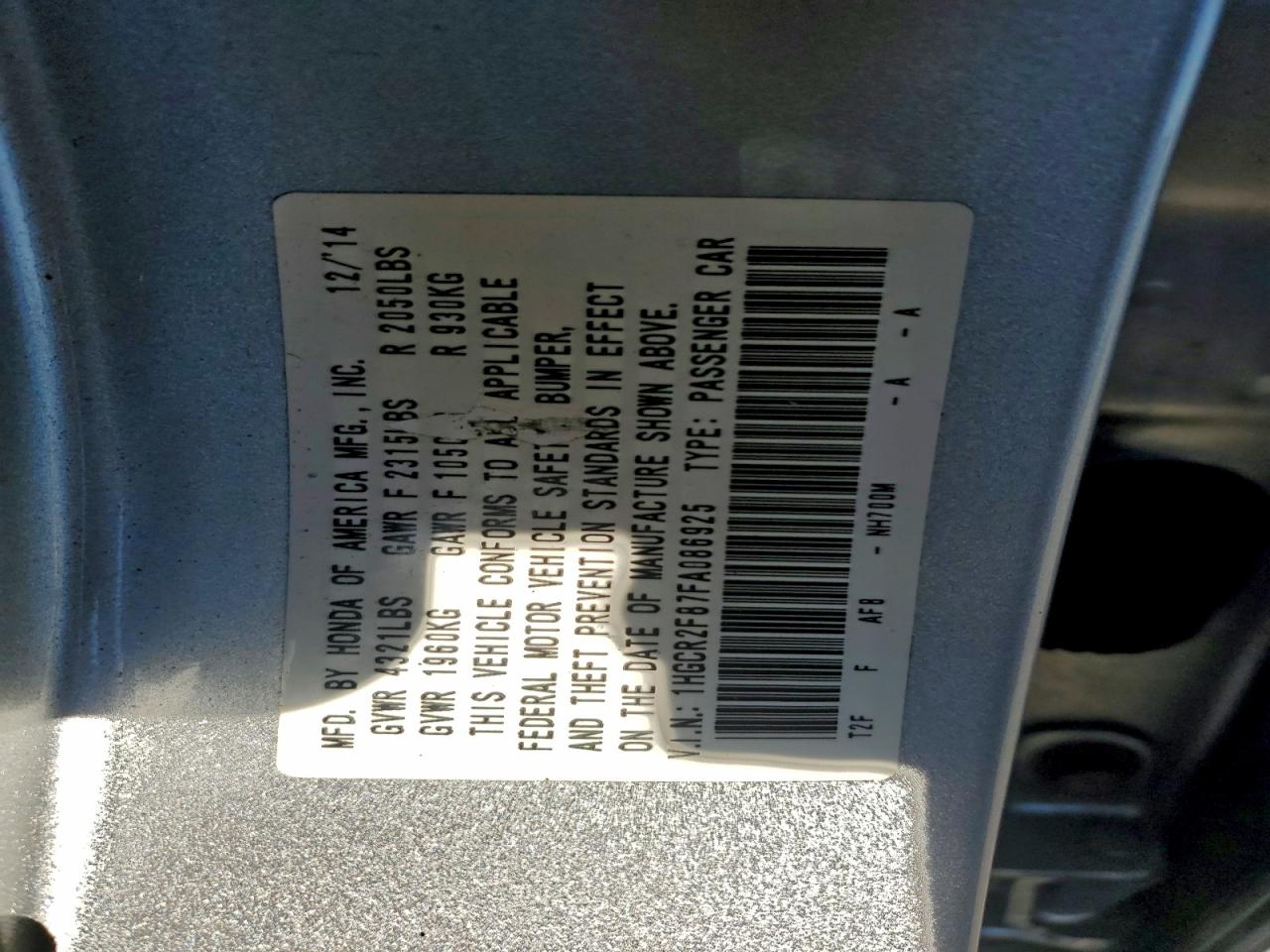 2015 HONDA ACCORD EXL photo 23